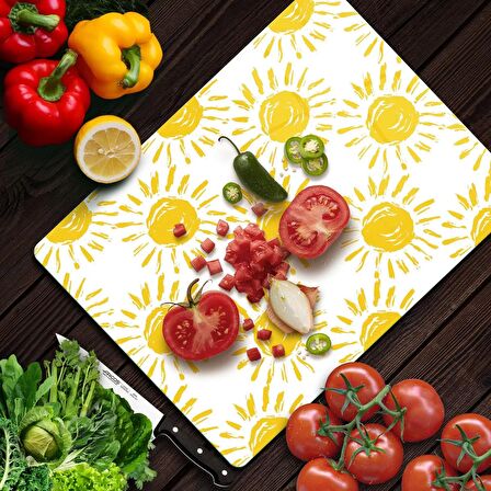 Decovetro Cam Kesme Tahtası Güneş Desenli 20x30 Cm