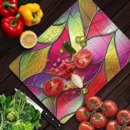 Decovetro Cam Kesme Tahtası Yaprak Vitray Desenli 20x30 Cm