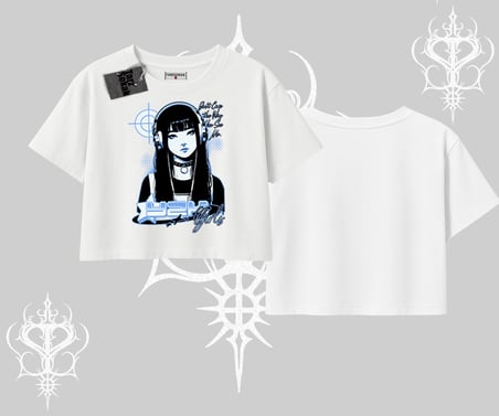 Oversize Crop Tshirt Cyber Y2K Anime Girl Street Sound Aesthetic