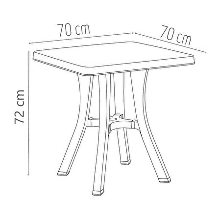 Omnipazar MT-GF235 Prima Isola Plastik Kare Bahçe Balkon Masa 70x70 cm