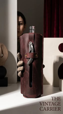 %100 Hakiki Deri Hediyelik Şarap Taşıma Çantası - Tirbüşon Tutuculu Şişe Çantası 31x15 cm Bordo