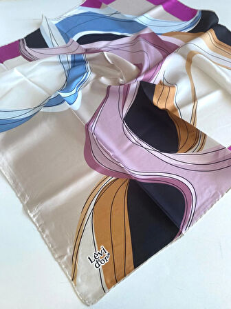 Levidor Tivil İpek Eşarp 46983 Siyah Karışık Desen