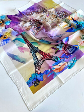 Levidor Tivil İpek Eşarp 46995 Beyaz Karışık Desen