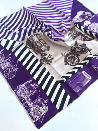 Levidor Tivil İpek Eşarp 47004 Mor Karışık Desen