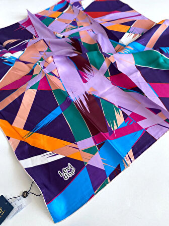 Levidor Tivil İpek Eşarp 47010 Mor Karışık Desen