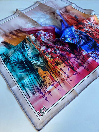 Levidor Tivil İpek Eşarp 40069 Pembe Karışık Desen