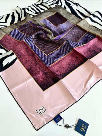 Levidor Tivil İpek Eşarp 46968 Pudra Karışık Desen