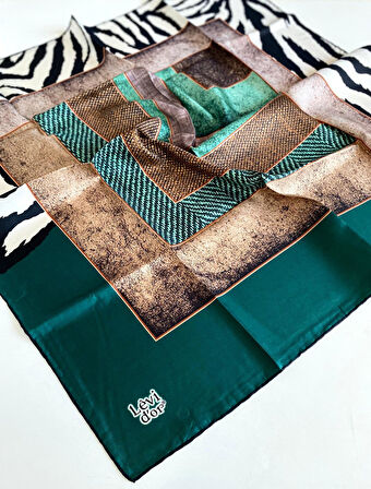 Levidor Tivil İpek Eşarp 46967 Yeşil Karışık Desen