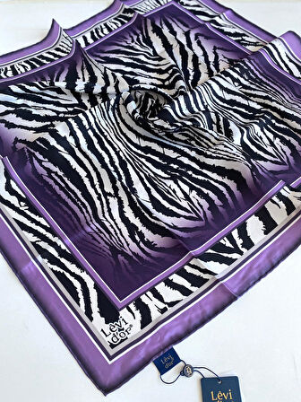 Levidor Tivil İpek Eşarp 46855 Eflatun Rengi Karışık Desen