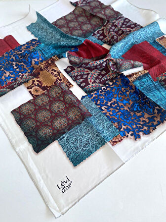 Levidor Tivil İpek Eşarp 46866 Beyaz Karışık Desen