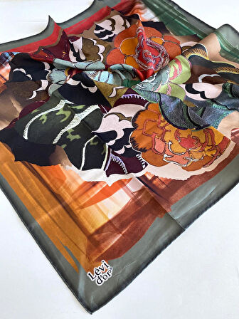 Levidor Tivil İpek Eşarp 46872 Yeşil Karışık Desen