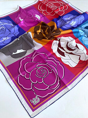 Levidor Tivil İpek Eşarp 46924 Pembe - Krem Karışık Desen