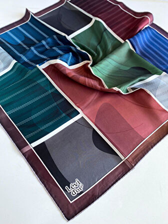 Levidor Tivil İpek Eşarp 46930 Mürdüm Karışık Desen