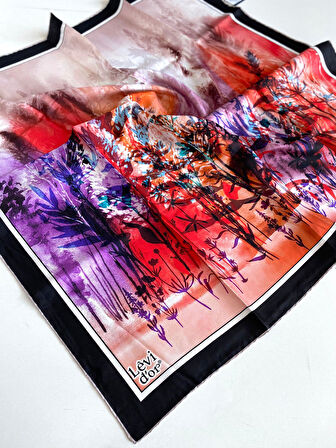 Levidor Tivil İpek Eşarp 46934 Siyah Karışık Desen