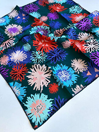 Levidor Tivil İpek Eşarp 46938 Yeşil Karışık Desen