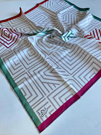 Levidor Tivil İpek Eşarp 40115 Krem Karışık Desen