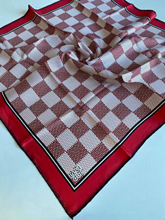 Levidor Tivil İpek Eşarp 39235 Kırmızı Karışık Desen