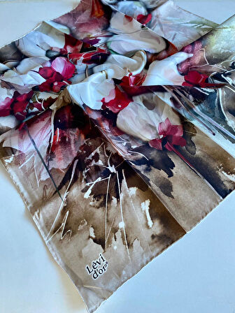 Levidor Tivil İpek Eşarp 39241 Krem Karışık Desen