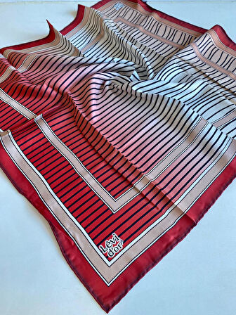 Levidor Tivil İpek Eşarp 39261 Kırmızı Karışık Desen 