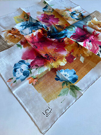 Levidor Tivil İpek Eşarp 39301 Bej Karışık Desen 