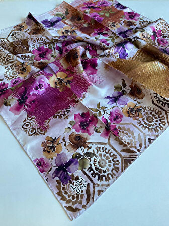 Levidor Tivil İpek Eşarp 39309 Pudra Karışık Desen