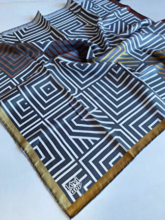 Levidor Tivil İpek Eşarp 40117 Gri Karışık Desen