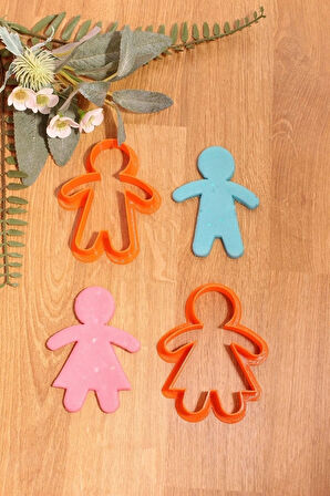 Kurabiye Adam Ve Kız Kurabiye Kalıbı Ve Hamur Şekillendirici 2'li Set