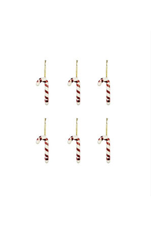 Yılbaşı Süsü 6'lı Mini Baston Kırmızı Beyaz 8 cm
