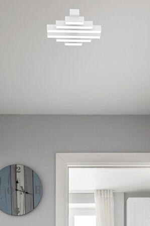 Parrılla ( Beyaz Kasa, Beyaz Işık ) Ledli Modern Plafonyer Led Avize, Salon, Mutfak, Oturma Odası