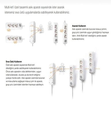 Viko 3'lü Grup Priz 17 Metre Beyaz 3x2,5 Mm Kalın Kablolu Uzatma Kablosu