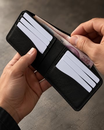 Hakiki Deri Erkek Cüzdan - Klasik Bifold, Kart Bölmeli, Şık, Uzun Ömürlü ve Kaliteli Tasarım (8,5 x 11 cm) - Siyah
