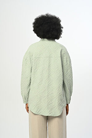 KADIN KARIŞIK DESENLİ MİNT RENK GÖMLEK