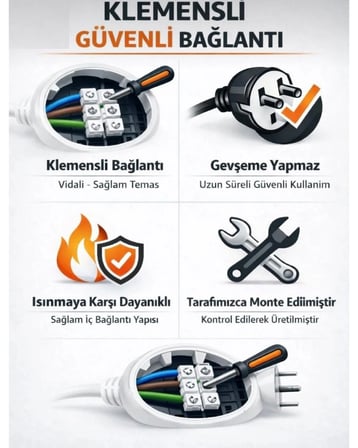 Viko 6'lı Grup Priz 20 Metre Beyaz 3x2,5 Mm Kalın Kablolu Uzatma Kablosu