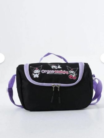 TRG POLO Roxy Lila Kuromi Kore Kawaii Okul Çantası Seti – Sırt Çantası + Beslenme Çantası + Kalemlik