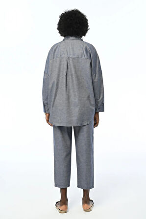 KADIN BELİ LASTİKLİ RAHAT KALIP LACİVERT PANTOLON