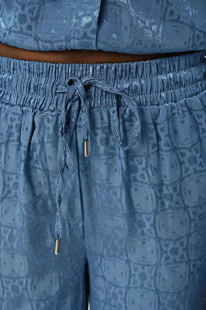 KADIN BELİ LASTİKLİ BOL PAÇA DESENLİ PANTOLON