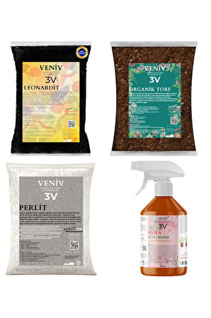 3V Bitki Bakım Yetiştirme Seti-Torf(2L)-Leonardit(2L)-Perlit(2L)- Viola Çiçeklendirici 500 ML