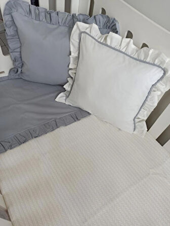 Ege Home deluxe %100 pamuklu fırfırlı bebek pike takımı 