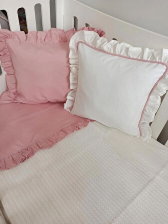 Ege Home deluxe %100 pamuklu fırfırlı bebek pike takımı 