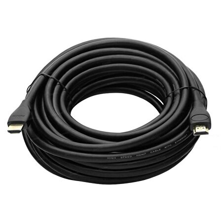 15 Metre Siyah HDMI Kablo Gold Başlıklı