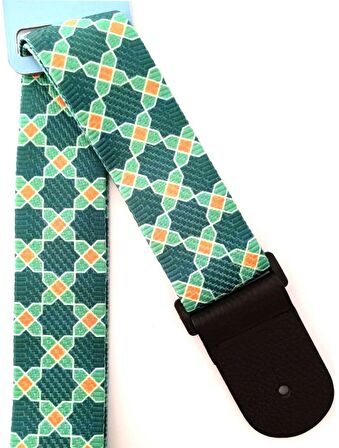 Raymond Joes Rj200-b14 Gitar Askısı Deluxe Teal Guitar Strap Deri Başlıklı
