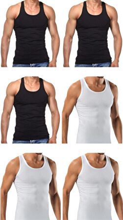 6 Adet Erkek Slim Fit Dar Kalıp Likralı Penye Sporcu Atleti(Rambo Atleti)