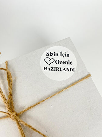 Sizin İçin Özenle Hazırlandı Yuvarlak Sticker Yapışkanlı Etiket 40 mm 120 Adet
