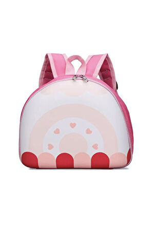 Petityu Pembe Anaokulu Sırt Çantası Yarım Donut Kalpli Hardcase