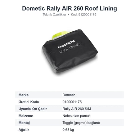 Dometic Rally AIR 260 Ön Çadır Tavan Astarı Roof Lining (9120001175)