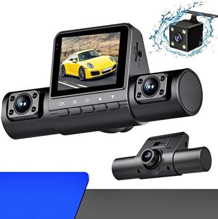 360° Tam Kapsamlı Kayıt, Yüksek Çözünürlüklü Gece Görüşlü G Sensörlü | Dört Lensli Araç Kamerası