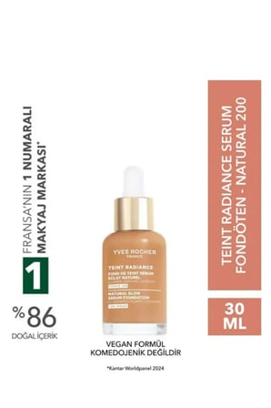 Teint Radiance Vegan Işıltı Etkili Serum Fondöten Hyaluronik Asitli Naturel 200