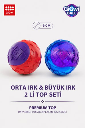 Ball Originals Özel Dokulu & Sesli Köpek Oyun Topu - İkili Paket - Orta ve Büyük Irk - 6 cm