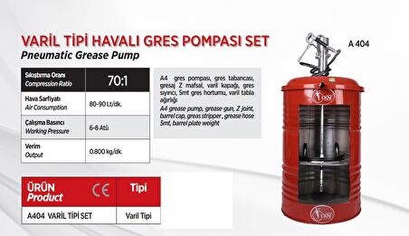 Ckm Varil Tipi Havalı Gres Pompası Set A404