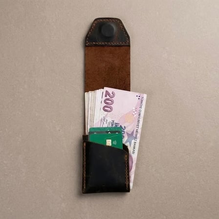 %100 Hakiki Deri Compact Erkek Cüzdan Taba Renk - Viral Tasarım 7X10 Cm Mini Minimalist Dikey Cüzdan